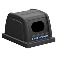 Commercial Zone 727101 ArchTec Parkview 25 Gallon Black Rectangular Recycling Bin Lid with Decal