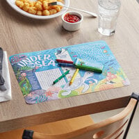 Choice 10 inch x 14 inch Kids Under the Sea Themed Interactive Placemat with 4 Pack Kids' Restaurant Crayons - 1000/Case