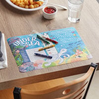 Choice 10 inch x 14 inch Kids Under the Sea Themed Interactive Placemat with 4 Pack Kids' Restaurant Crayons in Cello Wrap - 1000/Case