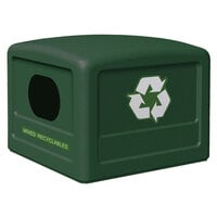 Commercial Zone 746153 42 Gallon Forest Green Square Recycling Bin Lid with Green Decals