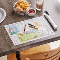 Choice 10 inch x 14 inch Kids Zoo Themed Interactive Placemat with 3 Pack Triangular Kids' Restaurant Crayons in Cello Wrap - 1000/Case