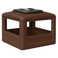 Commercial Zone 732337 PolyTec 42 Gallon Square Brown Dome Trash Can Lid with Ashtray
