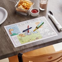 Choice 10 inch x 14 inch Kids Zoo Themed Interactive Placemat with 3 Pack Triangular Kids' Restaurant Crayons - 1000/Case
