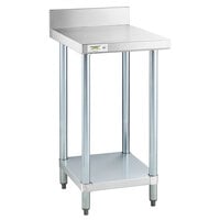 Regency 24" x 18" 18-Gauge 304 Stainless Steel Equipment Filler Table with Backsplash and Galvanized Undershelf