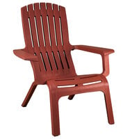 Grosfillex US444748 Westport Barn Red Resin Stackable Outdoor Adirondack Chair