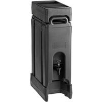 Cambro Camtainer 4.75 Gallon Black Insulated Beverage Dispenser with Black 4-Compartment Condiment Holder and 4 9/16 inch Riser