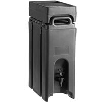 Cambro Camtainer 4.75 Gallon Black Insulated Beverage Dispenser with Black 4-Compartment Condiment Holder