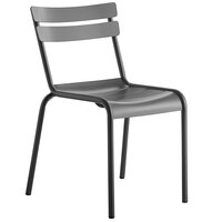 Lancaster Table & Seating Matte Gray Powder Coated Aluminum Outdoor Side Chair