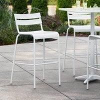 Lancaster Table & Seating White Powder Coated Aluminum Outdoor Barstool