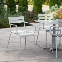 Lancaster Table & Seating Silver Powder Coated Aluminum Outdoor Arm Chair