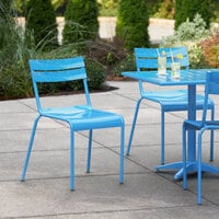 Lancaster Table & Seating Blue Powder Coated Aluminum Outdoor Side Chair
