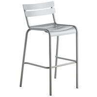 Lancaster Table & Seating Silver Powder Coated Aluminum Outdoor Barstool