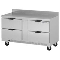 Beverage-Air WTFD60AHC-4-FIP 60 inch Four Drawer Worktop Freezer with 4 inch Foamed-in-Place Backsplash