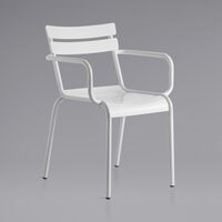 Lancaster Table & Seating White Powder Coated Aluminum Outdoor Arm Chair