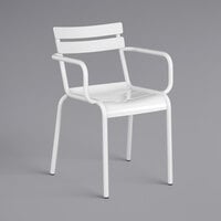 Lancaster Table & Seating White Powder Coated Aluminum Outdoor Arm Chair