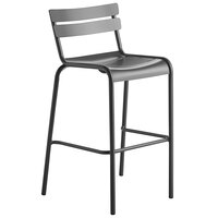 Lancaster Table & Seating Matte Gray Powder Coated Aluminum Outdoor Barstool