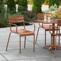 Lancaster Table & Seating Brown Powder Coated Aluminum Outdoor Arm Chair