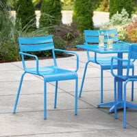 Lancaster Table & Seating Blue Powder Coated Aluminum Outdoor Arm Chair