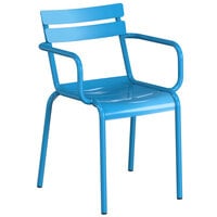 Lancaster Table & Seating Blue Powder Coated Aluminum Outdoor Arm Chair