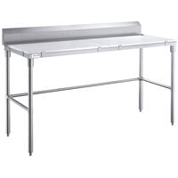 Regency 24 inch x 60 inch 14-Gauge 304 Stainless Steel Poly Top Table with 3/4 inch Thick Poly Top, Open Base, and 6 inch Backsplash