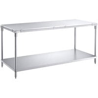 Regency 30 inch x 72 inch 14-Gauge 304 Stainless Steel Poly Top Table with 3/4 inch Thick Poly Top and Undershelf