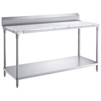 Regency 24 inch x 60 inch 14-Gauge 304 Stainless Steel Poly Top Table with 3/4 inch Thick Poly Top, Undershelf, and 6 inch Backsplash