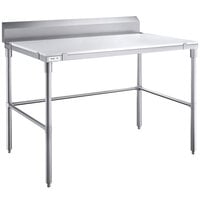 Regency 30 inch x 48 inch 14-Gauge 304 Stainless Steel Poly Top Table with 3/4 inch Thick Poly Top, Open Base, and 6 inch Backsplash