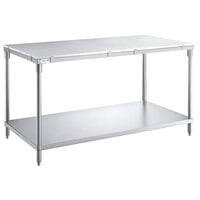 Regency 30 inch x 60 inch 14-Gauge 304 Stainless Steel Poly Top Table with 3/4 inch Thick Poly Top and Undershelf