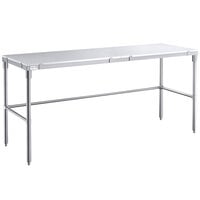 Regency 24 inch x 72 inch 14-Gauge 304 Stainless Steel Poly Top Table with 3/4 inch Thick Poly Top and Open Base
