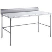 Regency 30 inch x 60 inch 14-Gauge 304 Stainless Steel Poly Top Table with 3/4 inch Thick Poly Top, Open Base, and 6 inch Backsplash