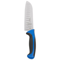Mercer Culinary M22707BL Millennia® 7 inch Granton Edge Santoku Knife with Blue Handle
