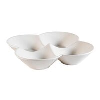 CAC FWD-10 10 inch x 2 inch Bone White Four-Section Porcelain Flower Dish - 12/Case