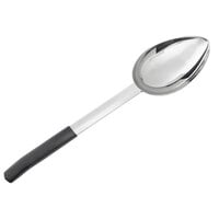 Tablecraft AM5363BK Antimicrobial 8 oz. Stainless Steel Solid Oval Portion Spoon with Black Handle
