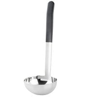 Tablecraft AM5306BK Antimicrobial 6 oz. One-Piece Stainless Steel Ladle with Black Handle
