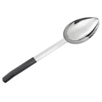 Tablecraft AM5353BK Antimicrobial 6 oz. Stainless Steel Solid Oval Portion Spoon with Black Handle