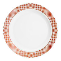 Visions 9" White Plastic Plate with Rose Gold / Copper Lattice Design - 120/Case