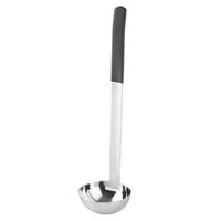 Tablecraft AM5314BK Antimicrobial 4 oz. One-Piece Stainless Steel Ladle with Black Handle