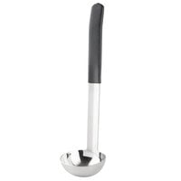 Tablecraft AM5302BK Antimicrobial 2 oz. One-Piece Stainless Steel Ladle with Black Handle