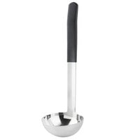 Tablecraft AM5304BK Antimicrobial 4 oz. One-Piece Stainless Steel Ladle with Black Handle