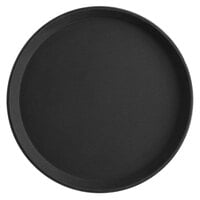 Choice 11" Black Round Fiberglass Non-Skid Serving Tray