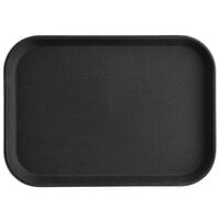 Choice 10" x 14" Black Rectangle Fiberglass Non-Skid Serving Tray