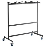 Happybuy Two-Tier Folding Chair Rack Dolly Cart with Locking Wheels Transport Max 50 Chairs 12 Tables Heavy Duty Hanging Foldable Seat and Table Combo Trolly Rack Steel Folding Chair Cart 