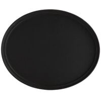 Choice 27 inch x 22 inch Black Oval Fiberglass Non-Skid Serving Tray
