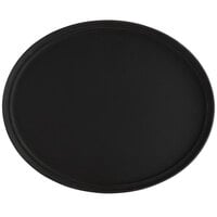 Choice 27" x 22" Black Oval Fiberglass Non-Skid Serving Tray