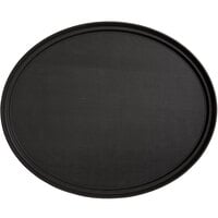 Choice 30 inch x 25 inch Black Oval Non-Skid Serving Tray