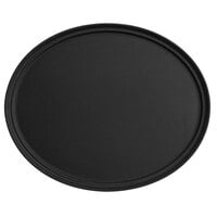 Choice 29 inch x 24 inch Black Oval Fiberglass Non-Skid Serving Tray