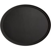 Choice 31 inch x 23 inch Black Oval Fiberglass Non-Skid Serving Tray