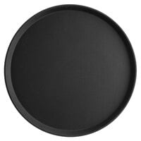 Choice 18" Black Round Fiberglass Non-Skid Serving Tray