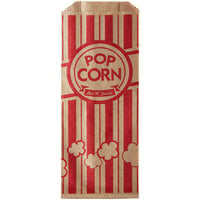 Carnival King 3 inch x 1 1/2 inch x 7 inch 0.6 oz. Kraft Popcorn Bag - 1000/Case