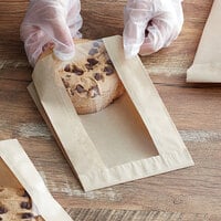Choice 5 inch x 2 inch x 7 3/4 inch Kraft Grease-Resistant Window Cookie / Bakery Bag - 500/Case